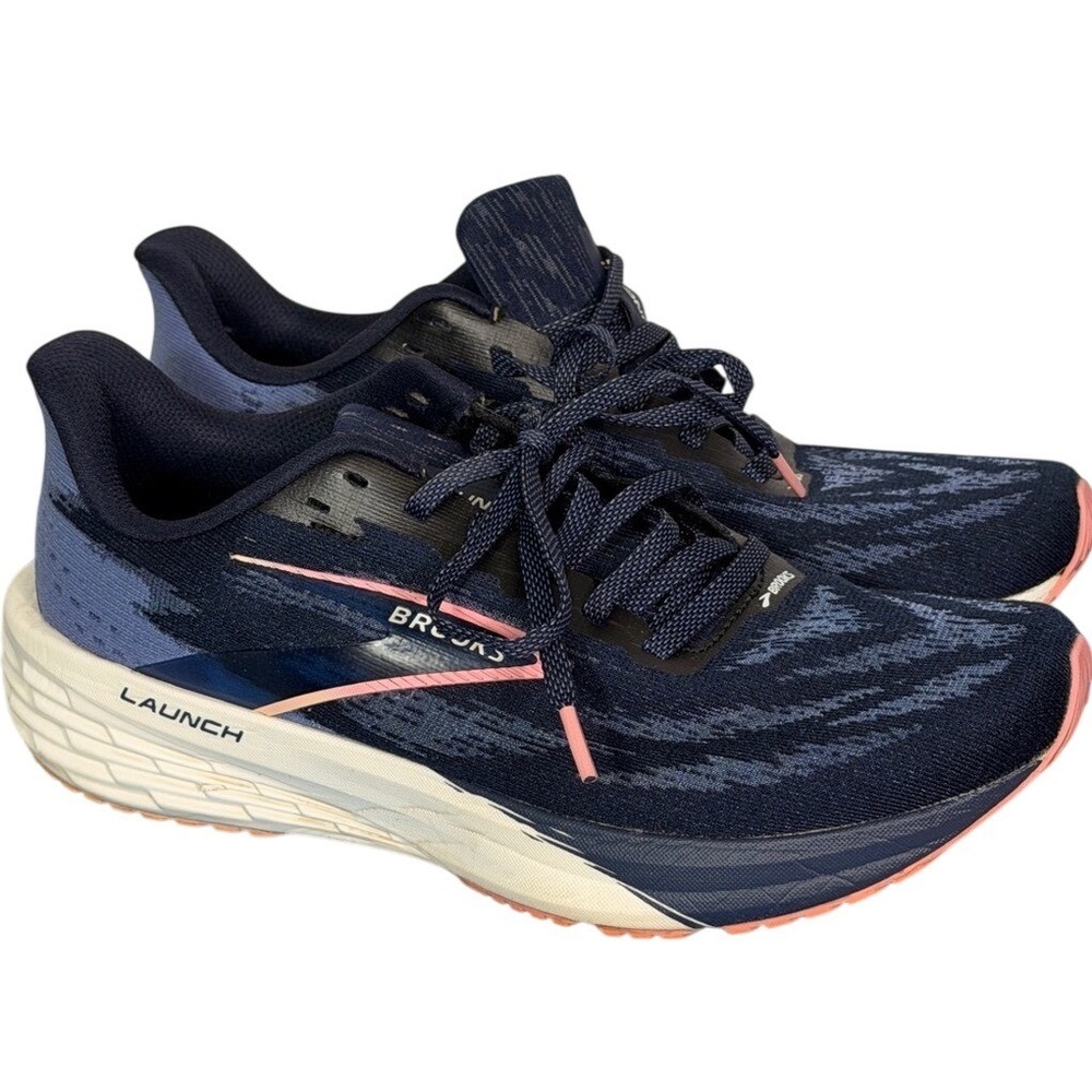 Brooks Launch 9 Womens Running Shoes Navy Blue Pink 1204391B483 Size 9